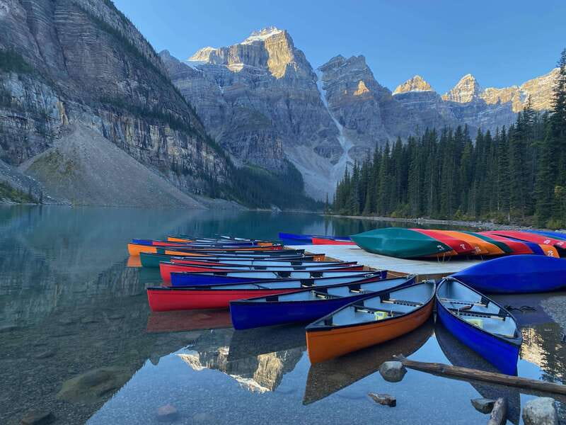 Banff/Canmore: Sunrise at Moraine Lake w/ Lake Louise Option - Sunrise at Moraine Lake: how the tour sets you up for golden light