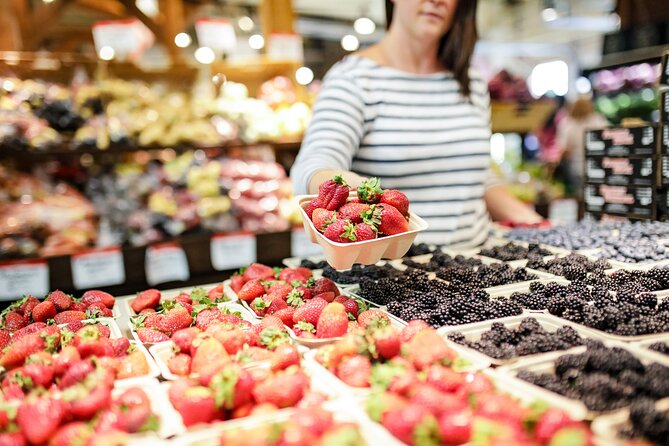 Calgary Food Walking Tour: Calgary Farmers Market - The booklet and the Alberta Locavore push: turn snacks into shopping strategy
