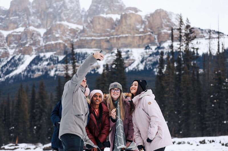 From Banff: Lake Louise & Yoho Full Day Tour - First step: getting picked up and staying warm before the views