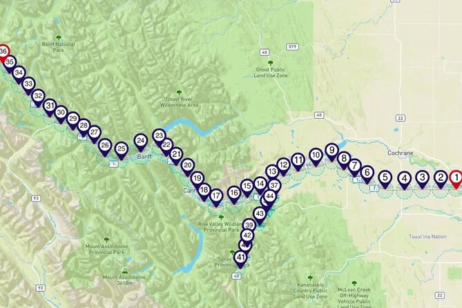Smartphone Audio Driving Tour between Lake Louise and Calgary - Timing Reality: 2 Hours On the Clock, Longer If You Want It