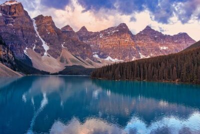 Sunrise at Moraine Lake & Lake Louise from Calgary/Canmore/Banff - The Three Sisters and Mountain Stories That Turn Stops Into Meaning